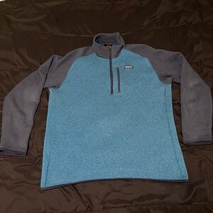 PATAGONIA Men’s Sweater 1/4 Zip Thermal Teal Blue 2XL XXL Pullover
